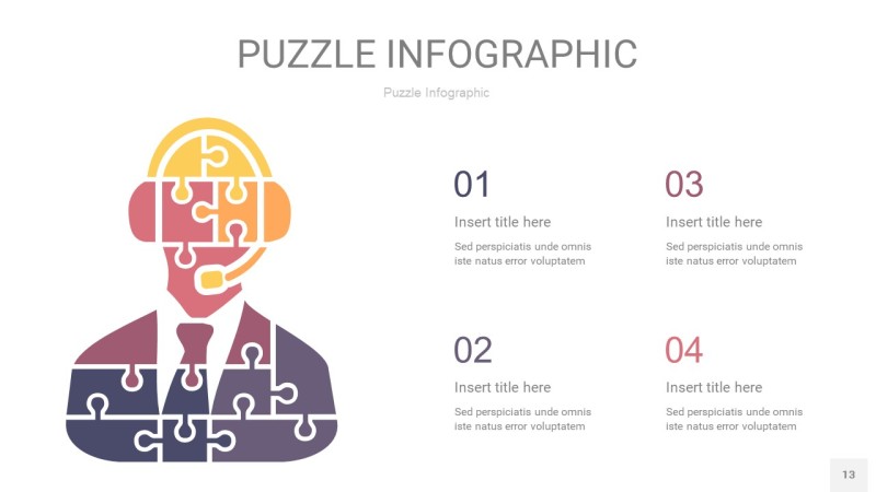 紫色系拼图PPT图表13