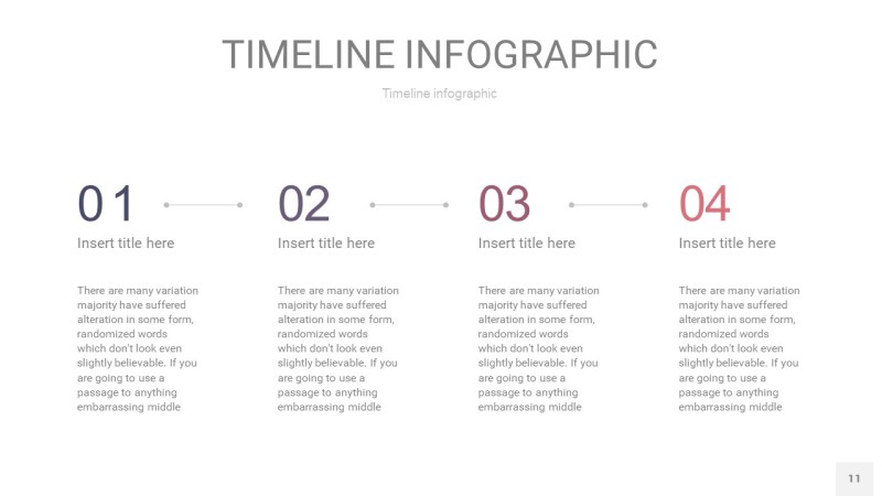 渐变紫黄色时间轴PPT信息图11