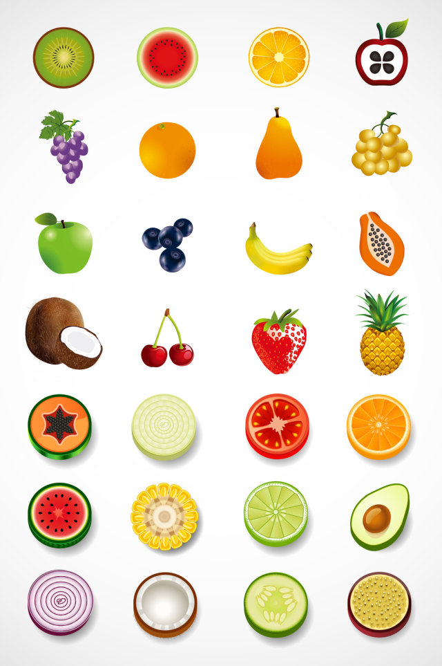 矢量水果蔬菜小图标 矢量水果蔬菜小图标