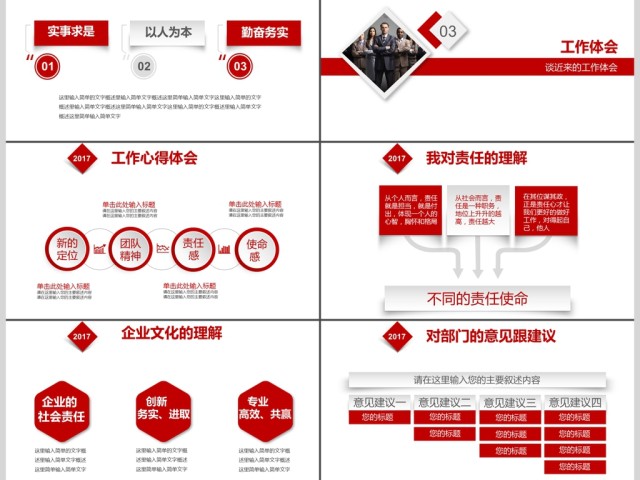 2017年红色大气述职报告通用PPT模板