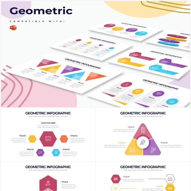 创意色彩几何图形PPT信息图素材Geometric Powerpoint Infographics