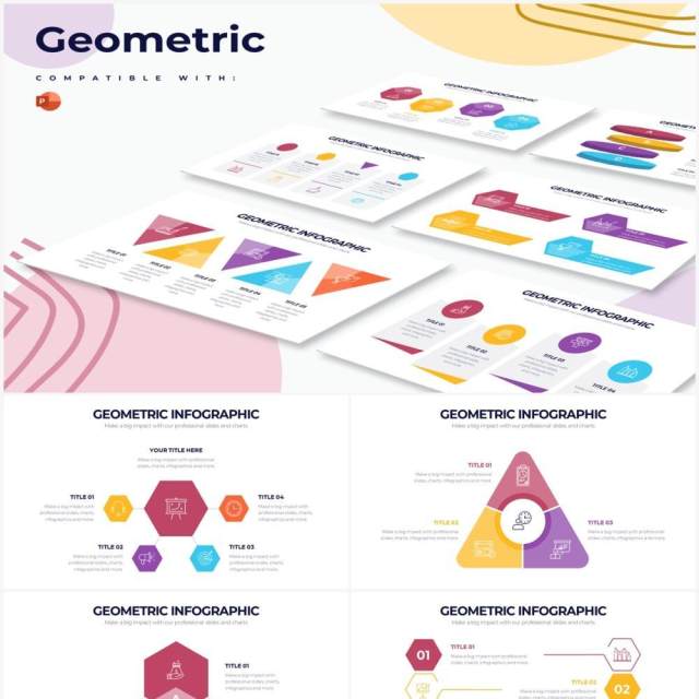 创意色彩几何图形PPT信息图素材Geometric Powerpoint Infographics 创意色彩几何图形PPT信息图素材Geometric Powerpoint Infographics