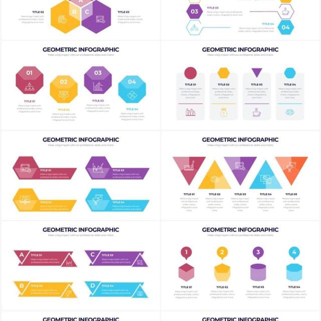 创意色彩几何图形PPT信息图素材Geometric Powerpoint Infographics 创意色彩几何图形PPT信息图素材Geometric Powerpoint Infographics