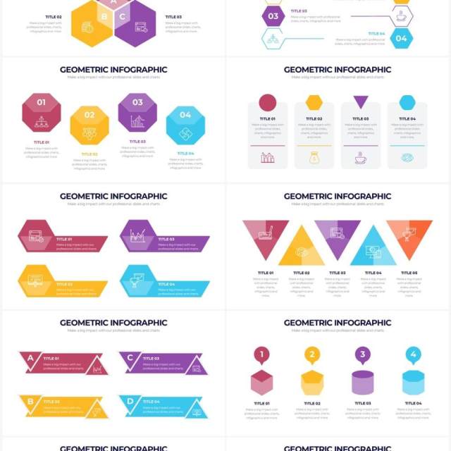 创意色彩几何图形PPT信息图素材Geometric Powerpoint Infographics