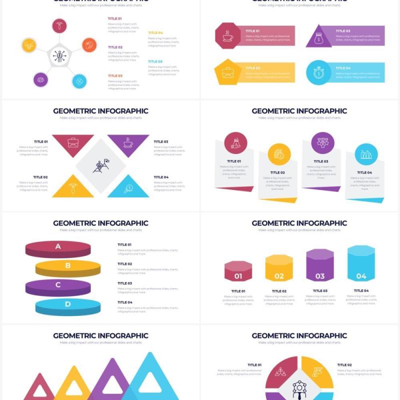 创意色彩几何图形PPT信息图素材Geometric Powerpoint Infographics