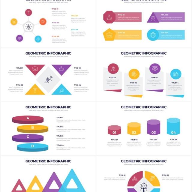 创意色彩几何图形PPT信息图素材Geometric Powerpoint Infographics