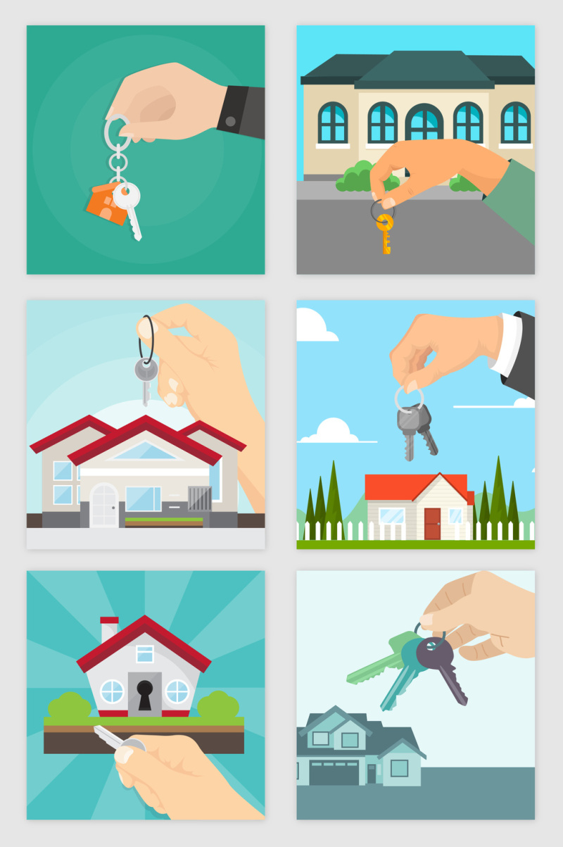 钥匙交接主题矢量素材