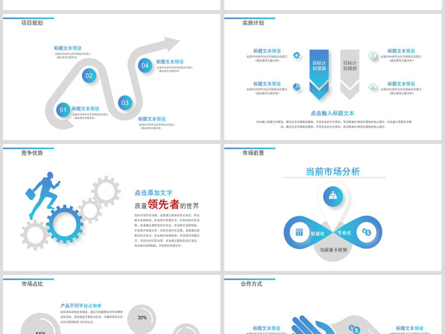 原创简约蓝色风格商业计划书公司简介企业宣传