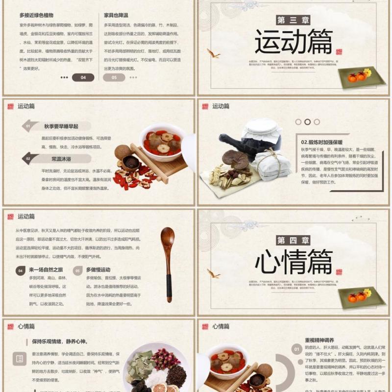 古典中国风秋季养生保健宣传PPT模板
