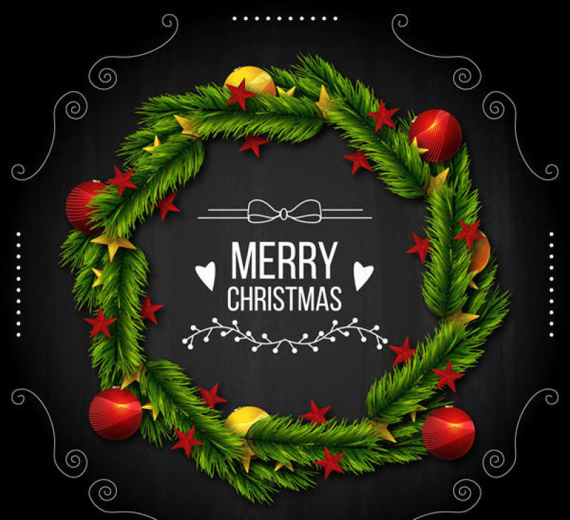 圣诞花环装饰贺卡