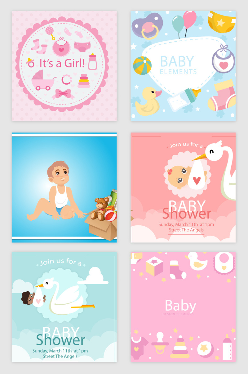 新生婴儿相关主题矢量素材