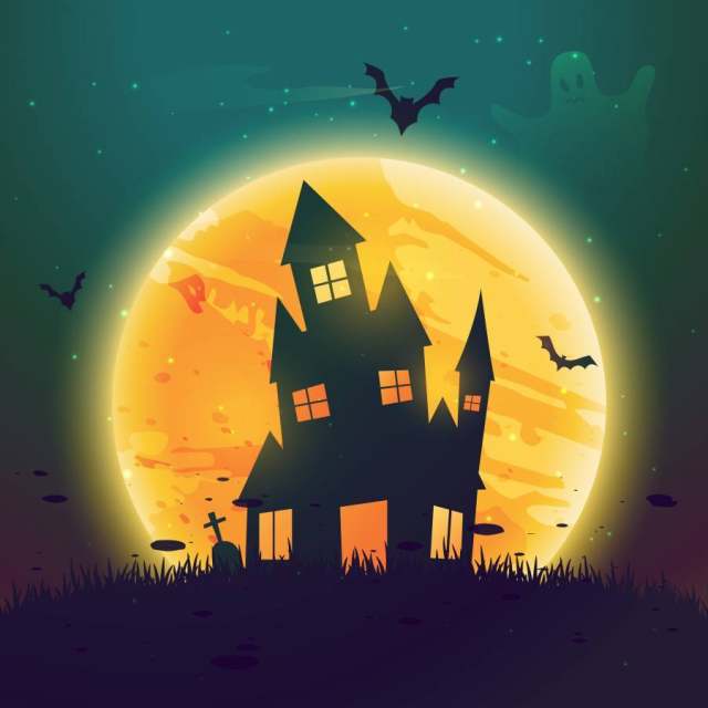 闹鬼的房子在月亮前面万圣节