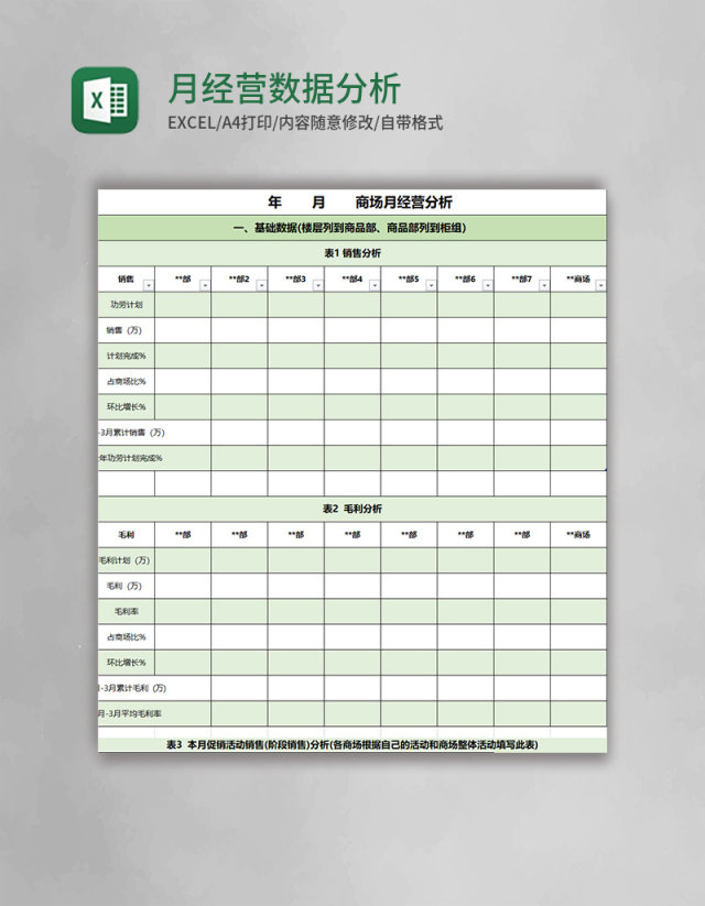 月经营数据分析excel表格