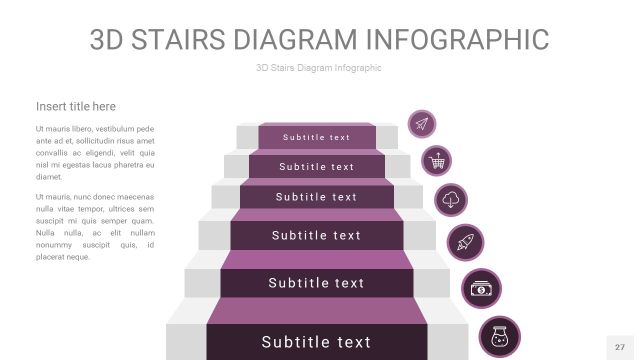 渐变深紫色3D阶梯PPT图表27
