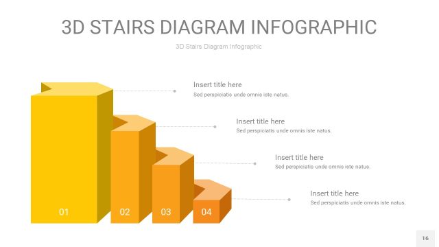渐变黄色3D阶梯PPT图表16