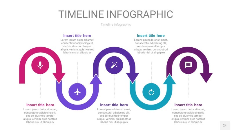 粉紫蓝色时间轴PPT信息图24