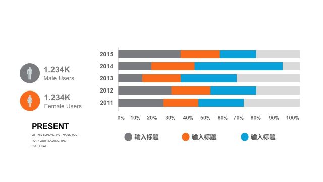 橙色简约通用PPT图表-13
