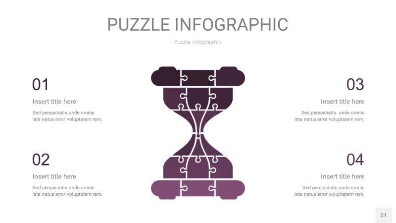 深紫色拼图PPT图表21