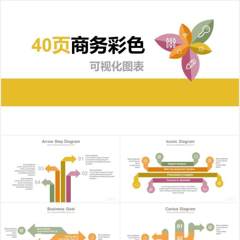 40页商务销售团队可视化图表集PPT模板