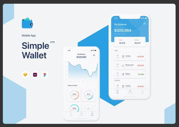简单钱包应用程序用户界面用户体验工具包Simple Wallet App UI UX Kit