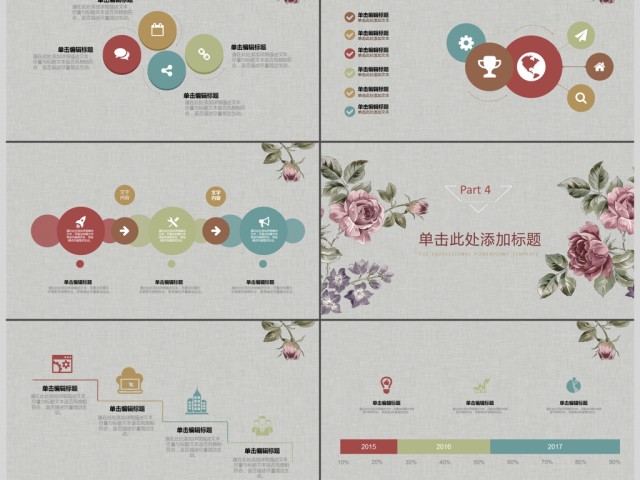 粉色复古文艺商务汇报PPT模板 粉色复古文艺商务汇报PPT模板