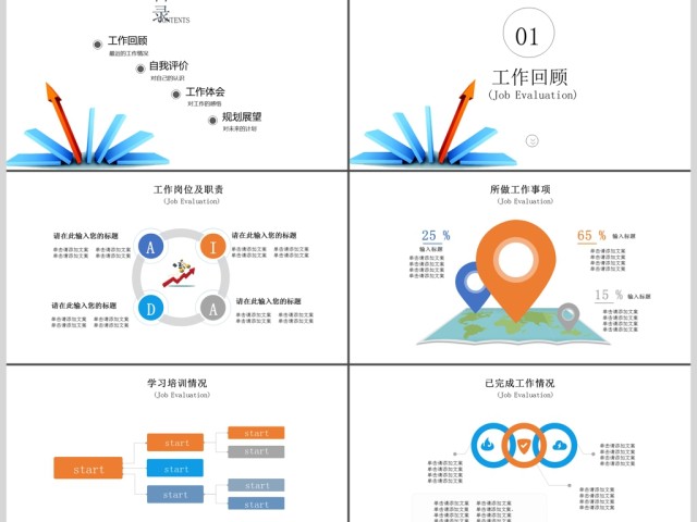 2019蓝橙色述职报告PPT模板