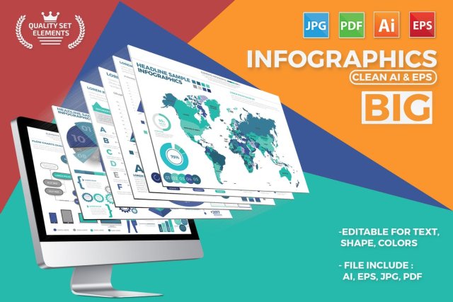 大集合信息图形元素设计Big Set Infographics Elements Design