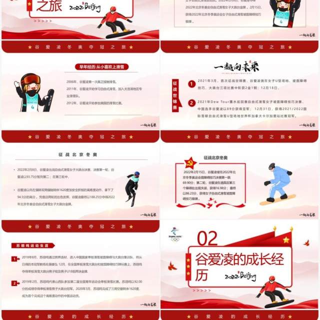 红色简约学习冬奥冠军谷爱凌的奥运精神PPT模板 红色简约学习冬奥冠军谷爱凌的奥运精神PPT模板