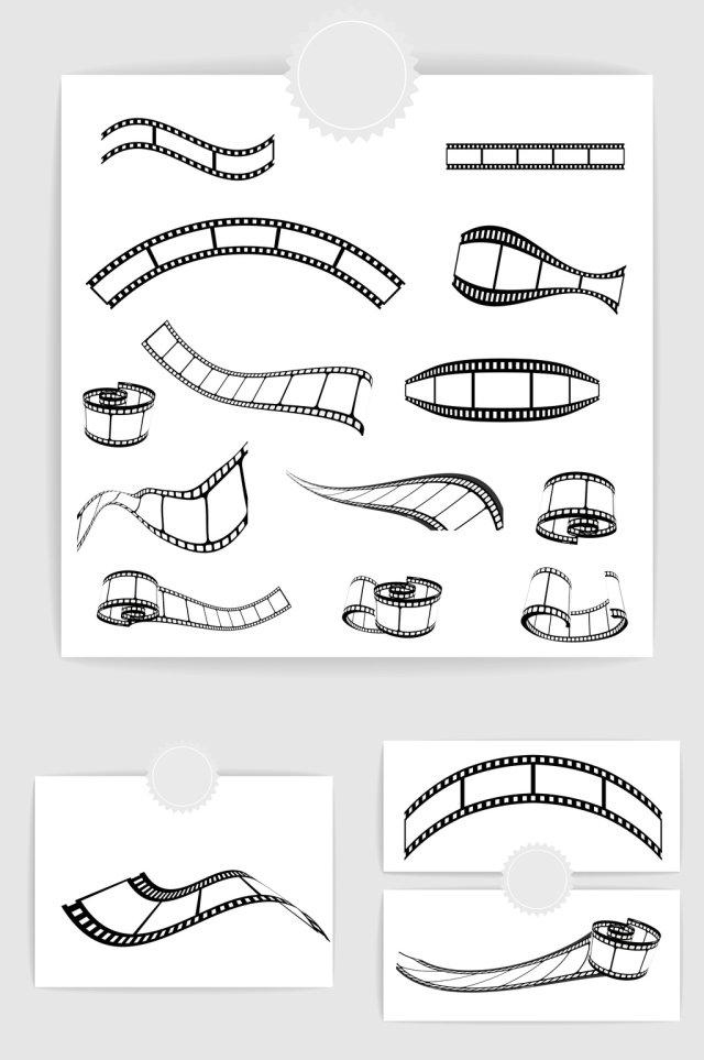 矢量黑色胶卷胶带素材