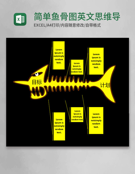 简单鱼骨图英文思维导图表格 简单鱼骨图英文思维导图表格