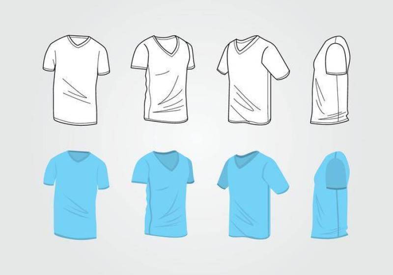 男人V领衬衫模板