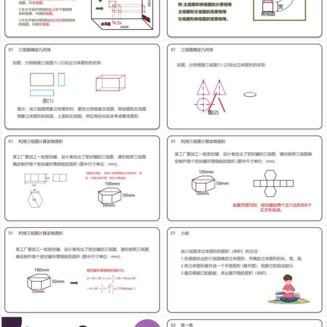 部编版九年级数学下册由三视图确定几何体的面积或体积课件PPT模板 部编版九年级数学下册由三视图确定几何体的面积或体积课件PPT模板