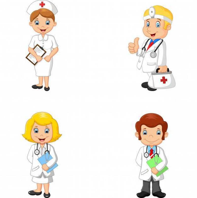 卡通医生和护士集合