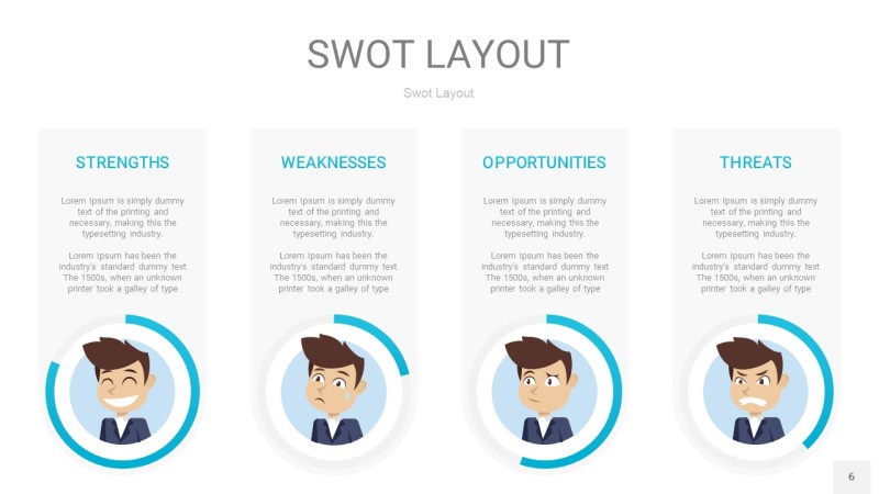 宝石蓝SWOT图表PPT6