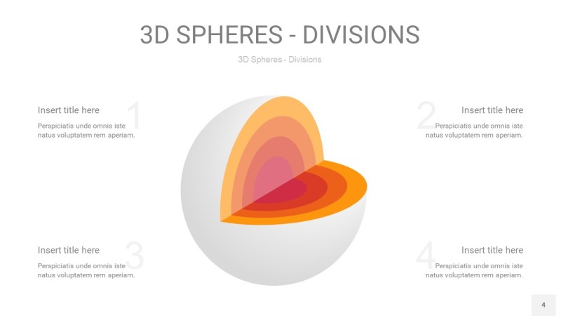 渐变橙色3D球体切割PPT信息图4