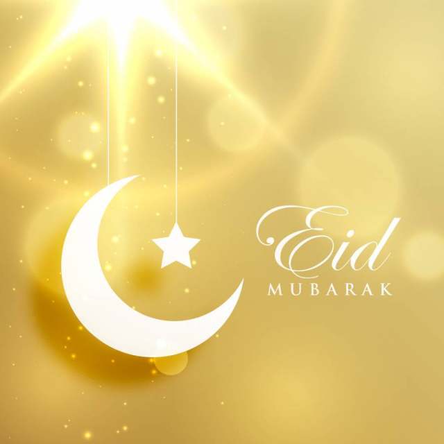 月牙儿月亮和eid节日的金色背景上的明星