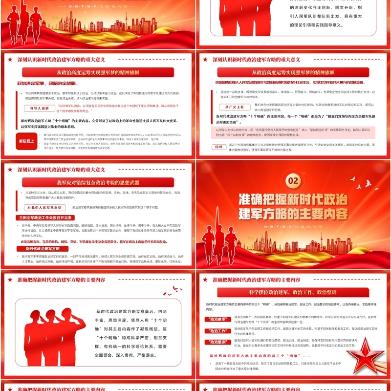 红色党政风新时代政治建军方略PPT模板(1)