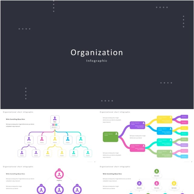 亮色系组织架构图PPT信息图表素材Organization Infographic Light