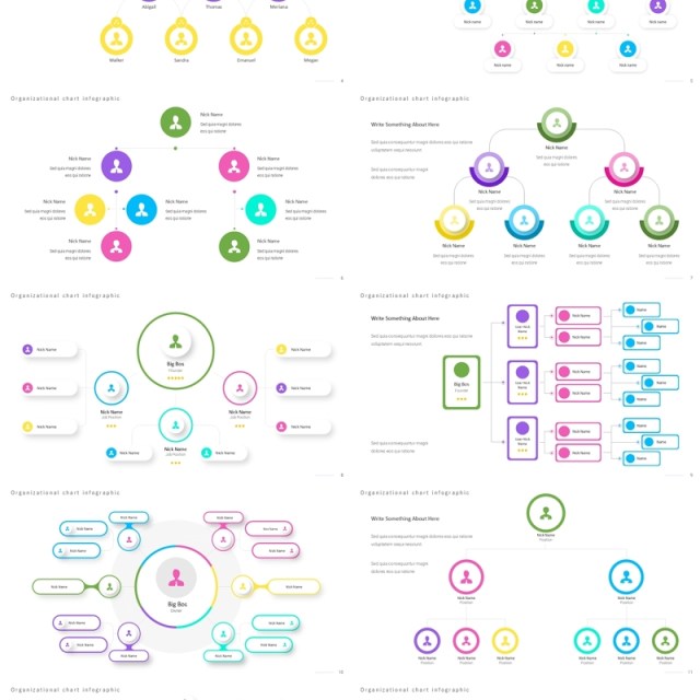 亮色系组织架构图PPT信息图表素材Organization Infographic Light