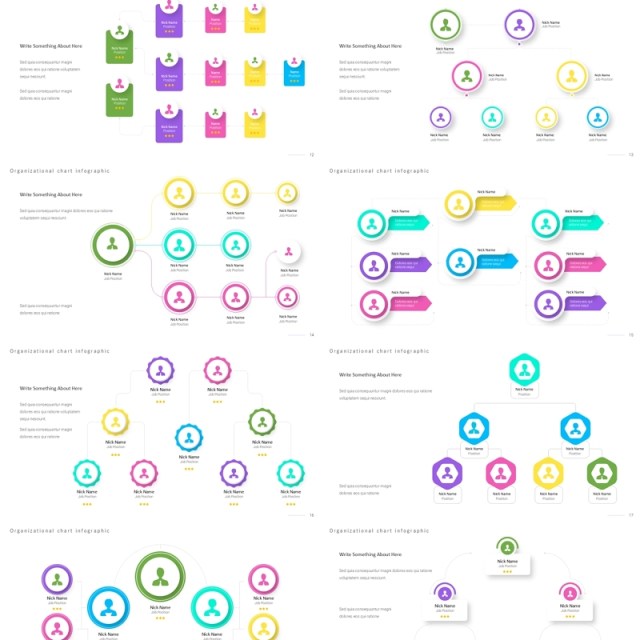 亮色系组织架构图PPT信息图表素材Organization Infographic Light