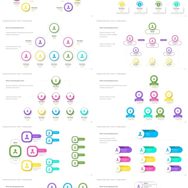 亮色系组织架构图PPT信息图表素材Organization Infographic Light