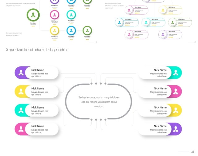 亮色系组织架构图PPT信息图表素材Organization Infographic Light