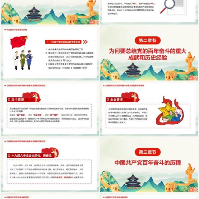 学习贯彻党的十九届六中全会会议精神PPT模板 学习贯彻党的十九届六中全会会议精神PPT模板
