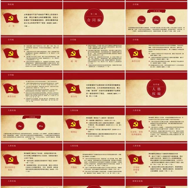 红色党建党课中华人民共和国民法典学习解读PPT模板 红色党建党课中华人民共和国民法典学习解读PPT模板