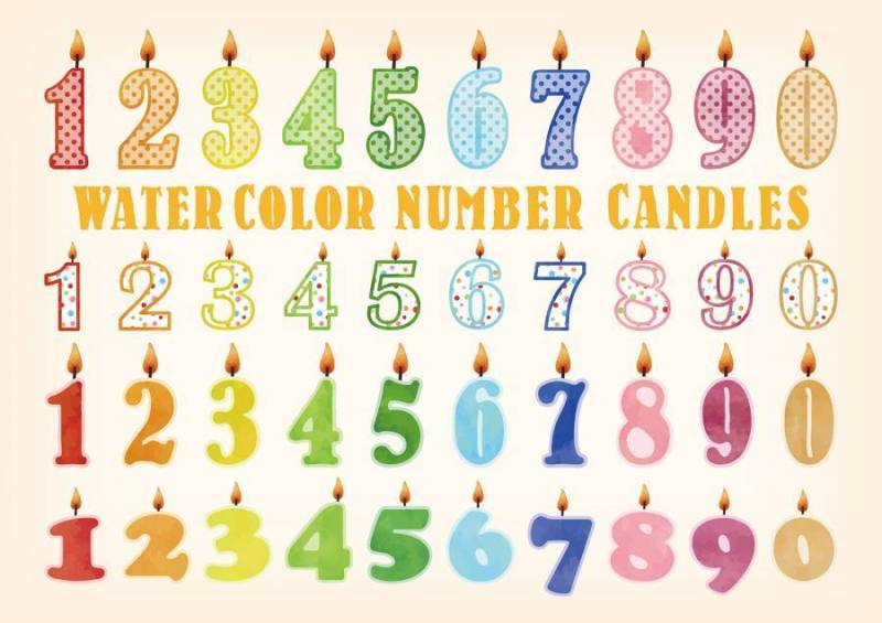 水彩触摸数字蜡烛
