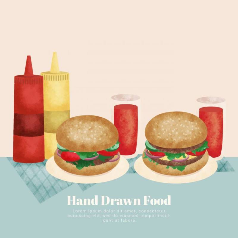 矢量手绘食物