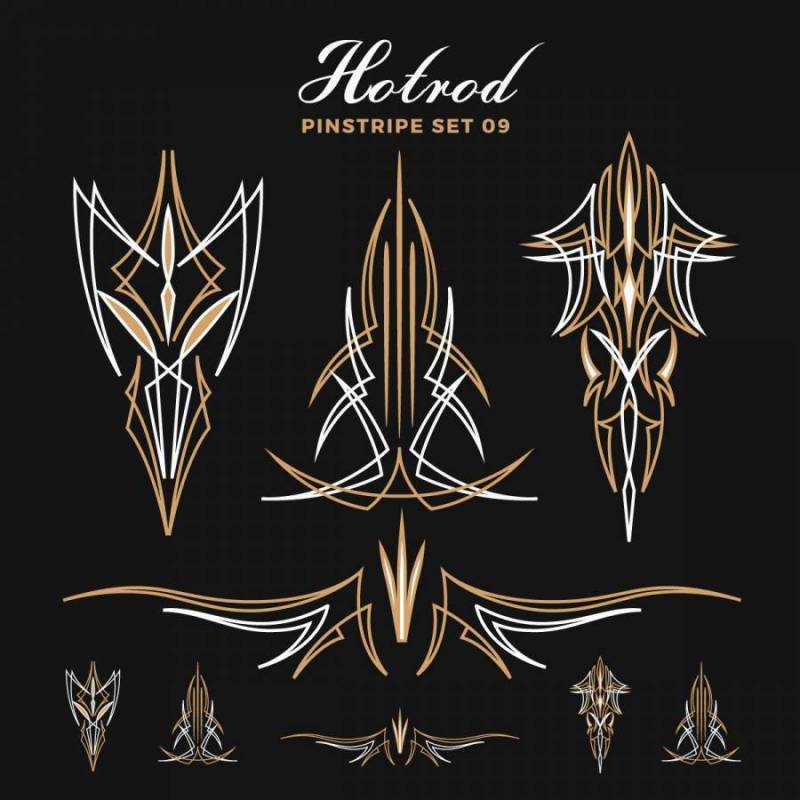 复古别针条纹线条艺术的一套