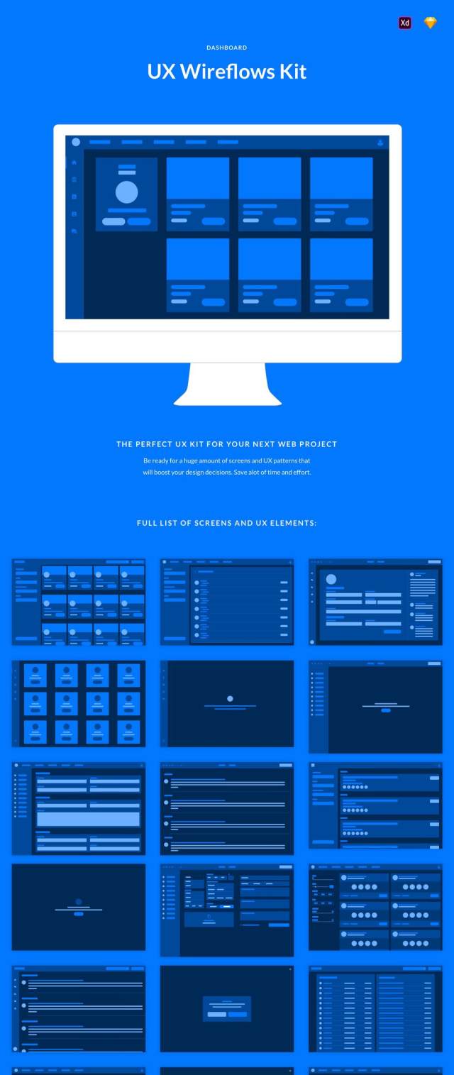 用于交互设计快速线流的300多种元素和屏幕（含XD和Sketch源文件格式）