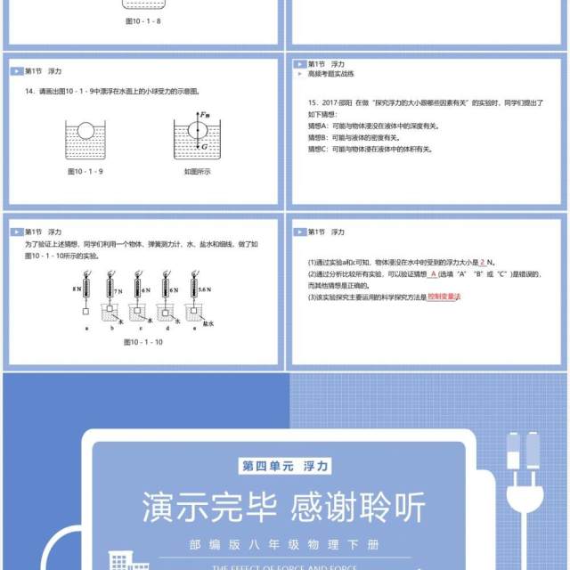 部编版八年级物理下册浮力课件PPT模板