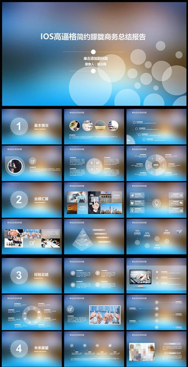 IOS高逼格简约朦胧商务总结报告PPT IOS高逼格简约朦胧商务总结报告PPT